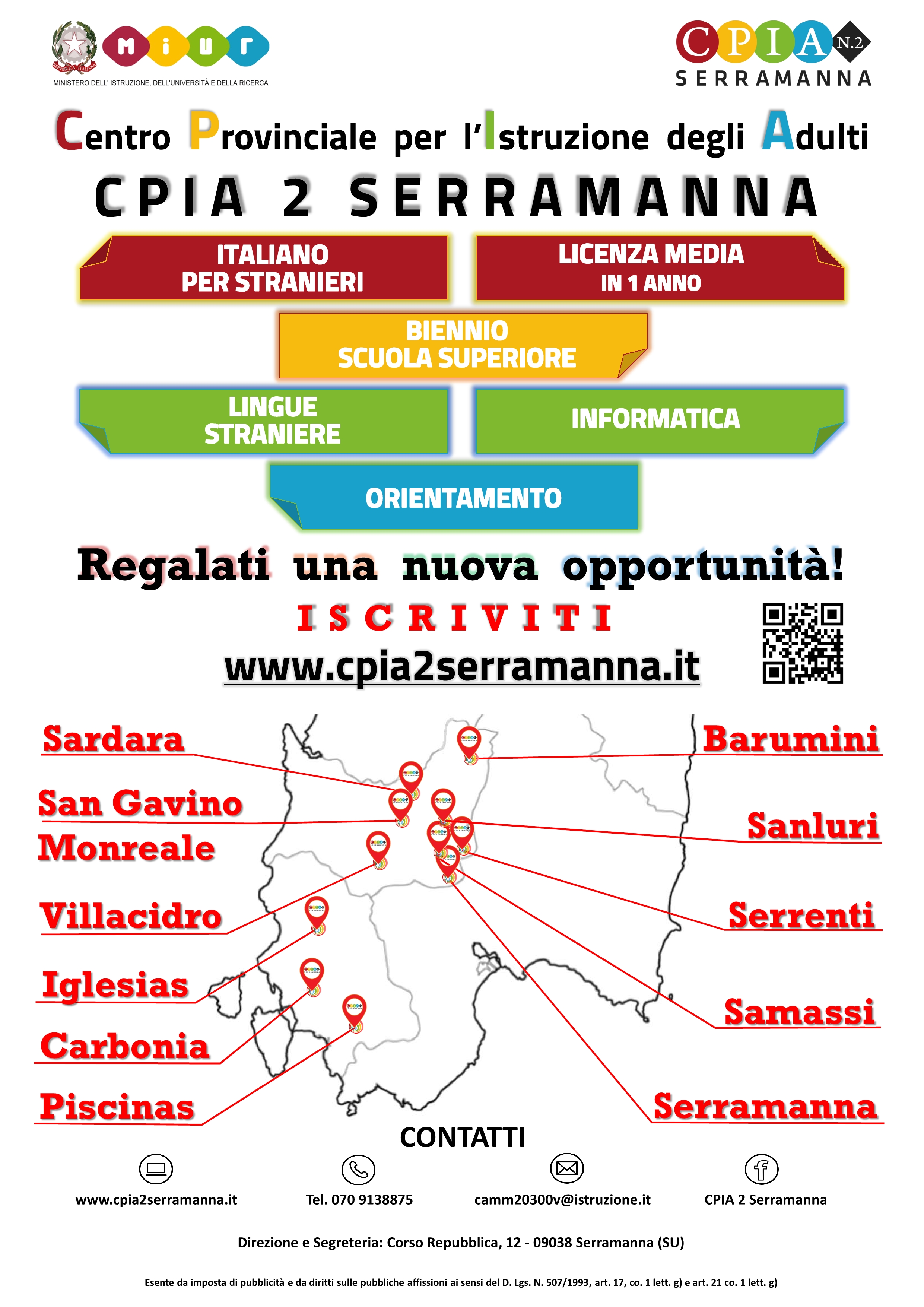 Sono aperte le iscrizioni ai corsi del Centro Provinciale per l’Istruzione degli Adulti a Serramanna per l’AS 2021-2022